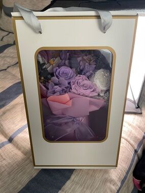 Amazon Lavender and Pink Faux Floral Bouquet in Gift Box